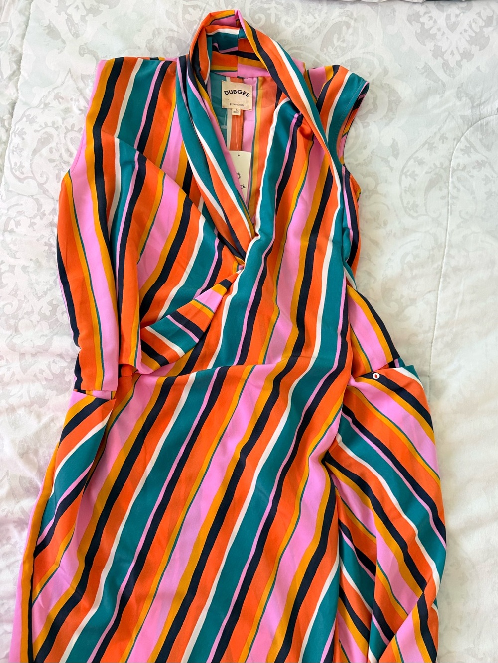 Multicolor Striped Wrap Dress